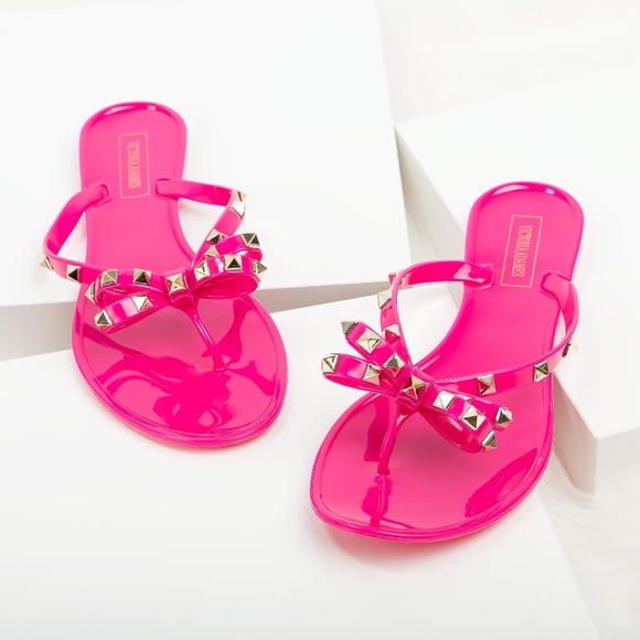Barbie Pink Studded Bow Slide Sandals - Picture 3 of 3